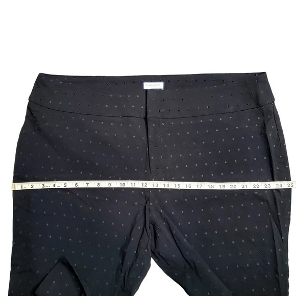 Charter Club Woman's Black Embroidered Polka Dot Pants - Picture 5 of 6